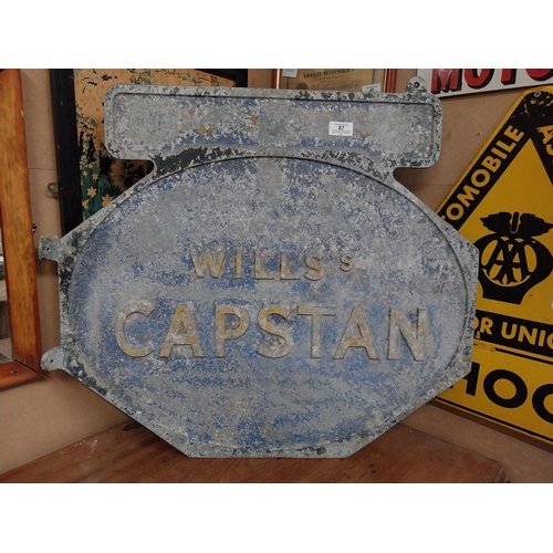 87 - Wills's Capstan alloy double sided advertising sign {62 cm H x 70 cm W}.