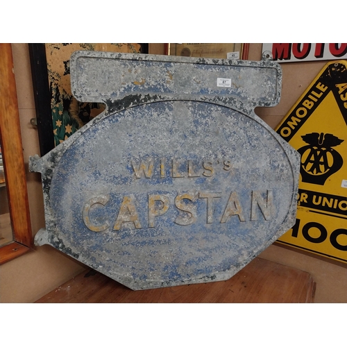 87 - Wills's Capstan alloy double sided advertising sign {62 cm H x 70 cm W}.