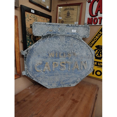 87 - Wills's Capstan alloy double sided advertising sign {62 cm H x 70 cm W}.