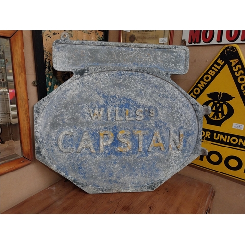 87 - Wills's Capstan alloy double sided advertising sign {62 cm H x 70 cm W}.