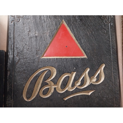 874 - Bass on Draught slate advertising sign. {48 cm H x 31 cm W}.