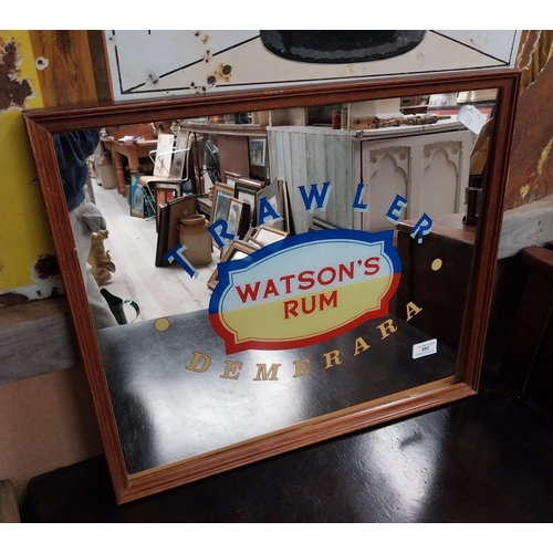 880 - Trawler Watson's Rum Demerara framed advertising mirror. {46 cm H x 54 cm W}.