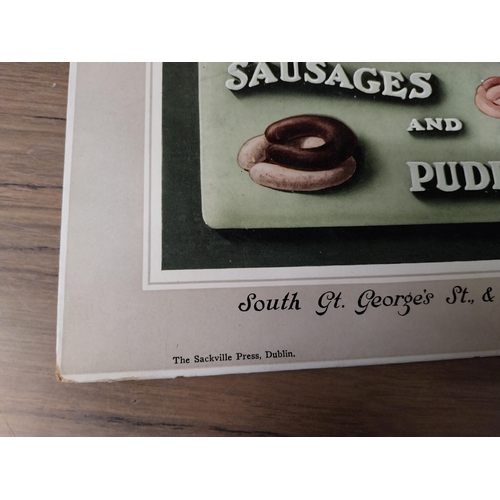 883 - Hafner's Sausages and Puddings South Great Georges St Dublin advertising showcard. {21 cm H x 28 cm ... 