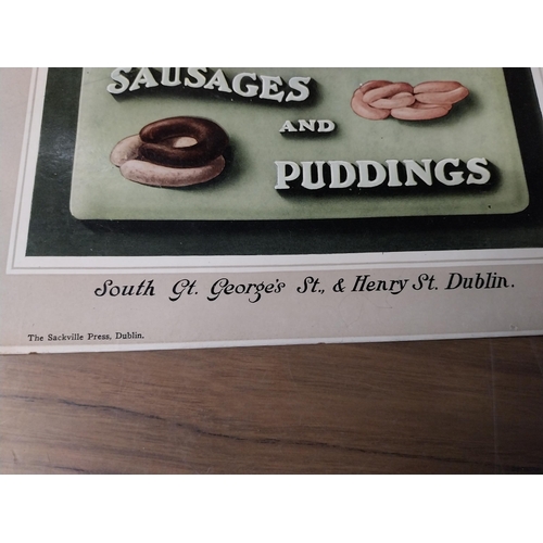 883 - Hafner's Sausages and Puddings South Great Georges St Dublin advertising showcard. {21 cm H x 28 cm ... 