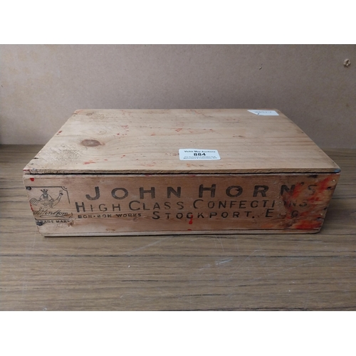 884 - Osmonds {16 cm H x 32 cm W x 24 cm D] , John Horns {7 cm H x 28 cm W x 17 cm D] wooden advertising c... 