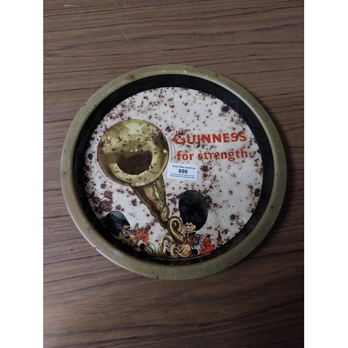 886 - Guinness for Strength tinplate drinks tray {34 cm Dia.} and another pictorial drinks tray. {27 cm Di... 