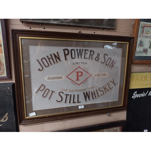 888 - John Power's and Sons Distillery Dublin framed advertising showcard. {57 cm H x 80 cm W}.