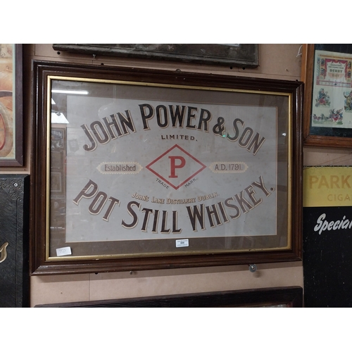 888 - John Power's and Sons Distillery Dublin framed advertising showcard. {57 cm H x 80 cm W}.