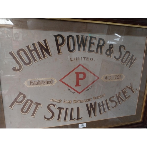 888 - John Power's and Sons Distillery Dublin framed advertising showcard. {57 cm H x 80 cm W}.