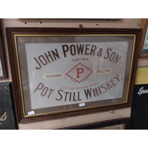 888 - John Power's and Sons Distillery Dublin framed advertising showcard. {57 cm H x 80 cm W}.