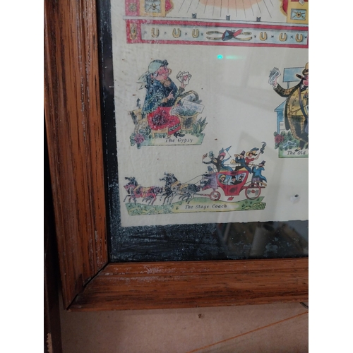 891 - Framed coloured print of Guinness's Universal Theatre Characters and Scenes from Derby Day. {38 cm H... 