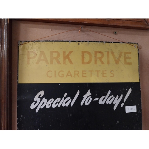 892 - Park Drive Cigarettes tinplate scoreboard. {68 cm H x 40 cm W}.