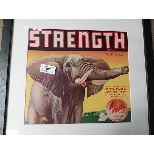 895 - Strength Brand Valencia framed advertising print. {28 cm H x 40 cm W}.