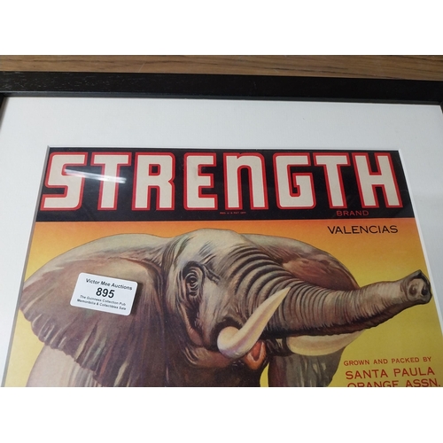 895 - Strength Brand Valencia framed advertising print. {28 cm H x 40 cm W}.