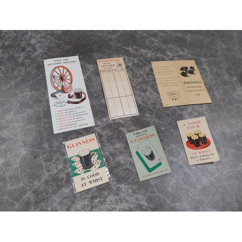 897 - Collection of seven  Guinness Whist/Bridge Score cards. PART OF THE DAVID HUGHES COLLECTION.