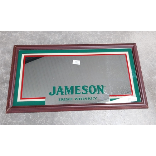 903 - Jameson Irish Whiskey framed advertising mirror. {25 cm H  x 66 cm W}.