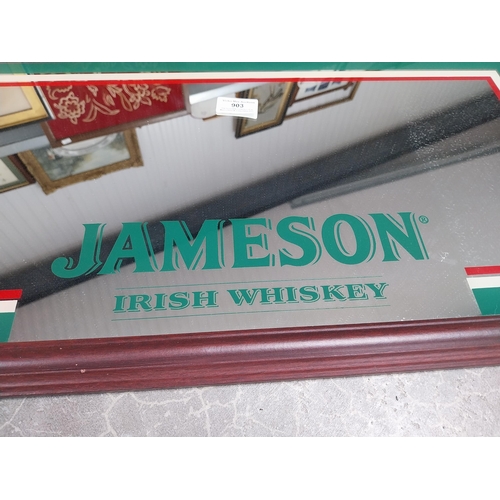 903 - Jameson Irish Whiskey framed advertising mirror. {25 cm H  x 66 cm W}.