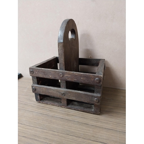 905 - Early 20th C. wooden bottle crate. {27 cm H x 23 cm W x 19 cm W].