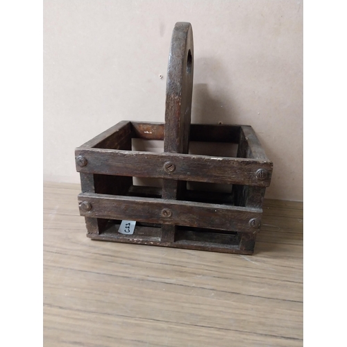 905 - Early 20th C. wooden bottle crate. {27 cm H x 23 cm W x 19 cm W].