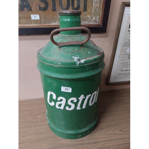 909 - 1930's Castrol Oil metal oil can with original cap. {54 cm H x 28 cm Dia.}.