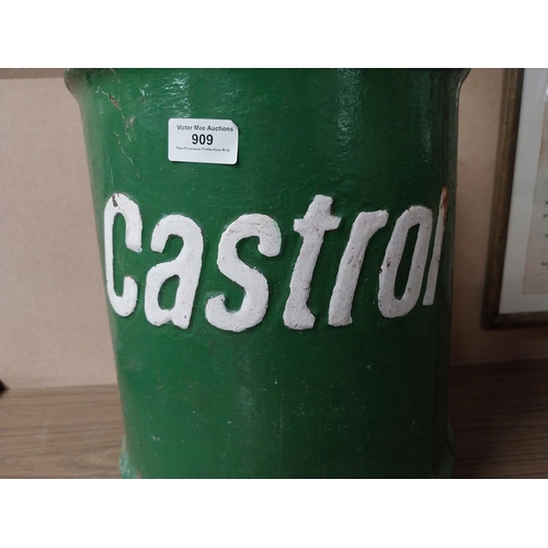 909 - 1930's Castrol Oil metal oil can with original cap. {54 cm H x 28 cm Dia.}.