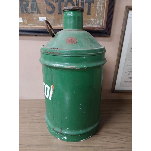 909 - 1930's Castrol Oil metal oil can with original cap. {54 cm H x 28 cm Dia.}.