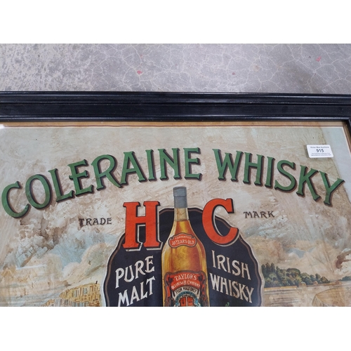 915 - Coleraine Whisky Robert A Taylor Distillers framed advertising print. {52 cm H x 63 cm W}.