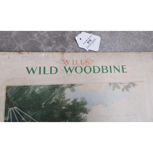 916 - Wills's Wild Woodbine advertising showcard. {50 cm H x 38 cm W}.