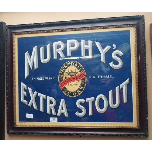 92 - Murphy's Extra Stout framed advertising showcard. {71 cm H x 59 cm W}.