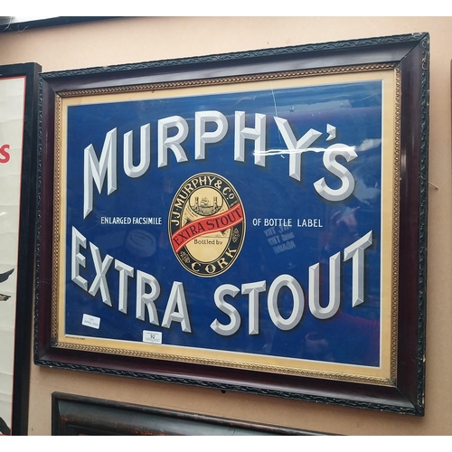 92 - Murphy's Extra Stout framed advertising showcard. {71 cm H x 59 cm W}.