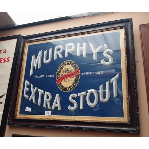 92 - Murphy's Extra Stout framed advertising showcard. {71 cm H x 59 cm W}.