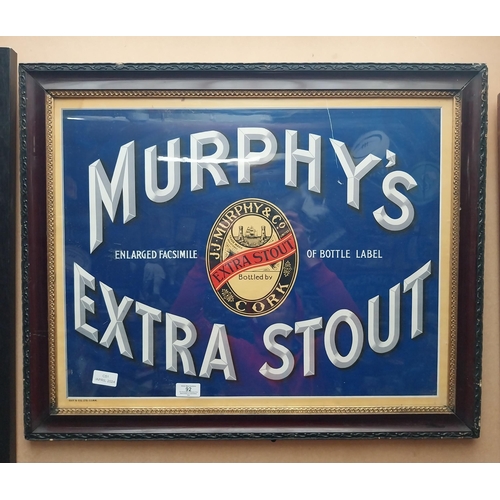 92 - Murphy's Extra Stout framed advertising showcard. {71 cm H x 59 cm W}.