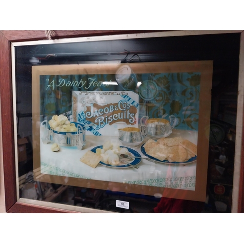 93 - Jacob's Biscuits A Dainty Feast reverse painted glass advertisement in wooden frame. {62 cm H x 77 c... 