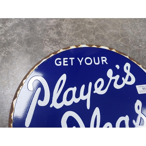 931 - Player's Please enamel advertising sign. {36 cm Dia.}.