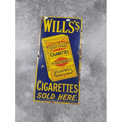 933 - Wills's Cigarettes enamel advertising sign. {92 cm H x 46 cm W}.