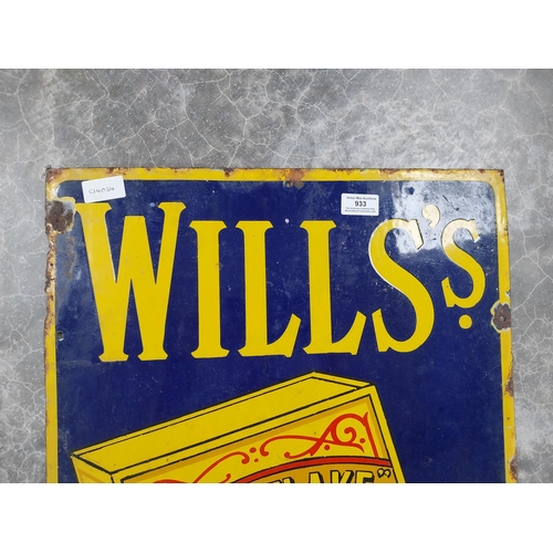 933 - Wills's Cigarettes enamel advertising sign. {92 cm H x 46 cm W}.