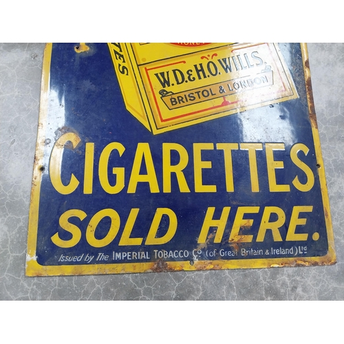 933 - Wills's Cigarettes enamel advertising sign. {92 cm H x 46 cm W}.