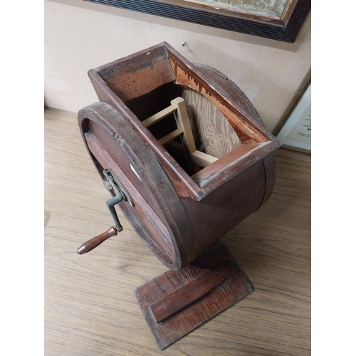 938 - 19th C. wooden paddle churn. {45 cm H x 40 cm W x 27 cm D}.