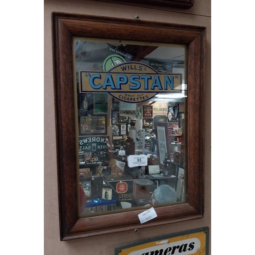 95 - Wills's Capstan Cigarettes framed advertising mirror. {42 cm H x 31 cm W}.