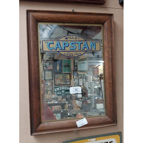 95 - Wills's Capstan Cigarettes framed advertising mirror. {42 cm H x 31 cm W}.