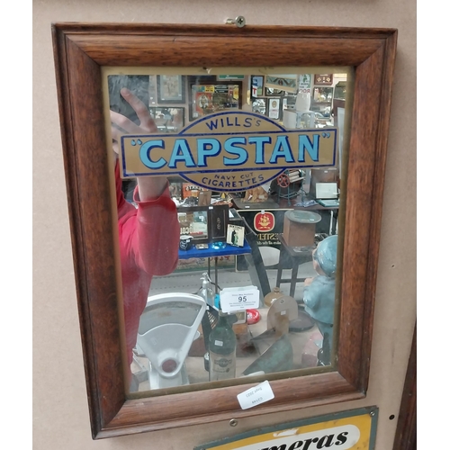 95 - Wills's Capstan Cigarettes framed advertising mirror. {42 cm H x 31 cm W}.