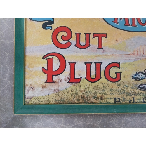 952 - Carroll's Mick McQuaid Cut Plug Tobacco framed advertising print. {50 cm H x 100 cm W}