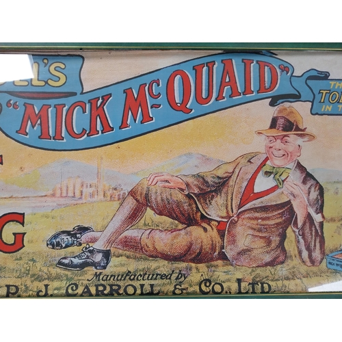 952 - Carroll's Mick McQuaid Cut Plug Tobacco framed advertising print. {50 cm H x 100 cm W}