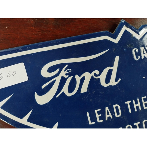 957 - Ford Lead the World in the Motor Business enamel sign. {16 cm H x 40 cm W}.