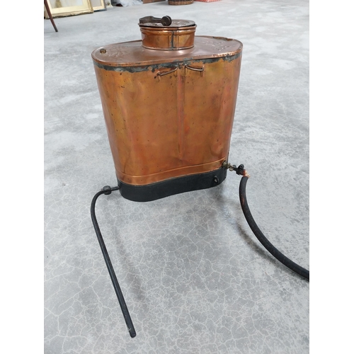 958 - 20th C. copper and metal knapsack sprayer. {44 cm H x 34 cm W x 18 cm D}