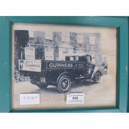 959 - Black and white print of 1930's Guinness Truck and Framed Guinness certificate of Excellence.