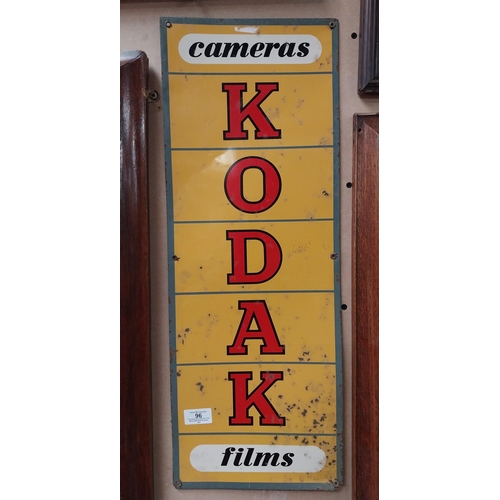 96 - Kodak Camera and Film tinplate advertising sign {63 cm H x 24 cm W}