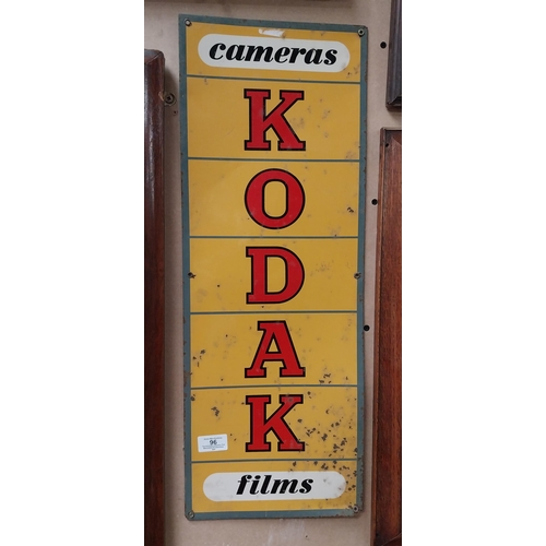 96 - Kodak Camera and Film tinplate advertising sign {63 cm H x 24 cm W}