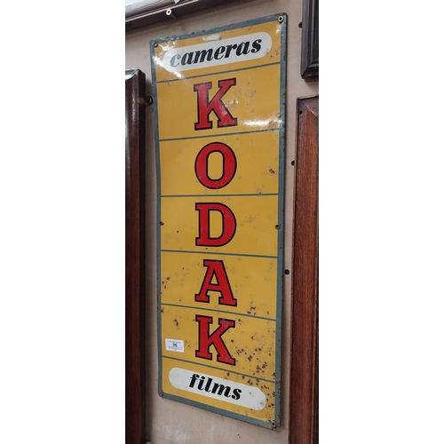 96 - Kodak Camera and Film tinplate advertising sign {63 cm H x 24 cm W}