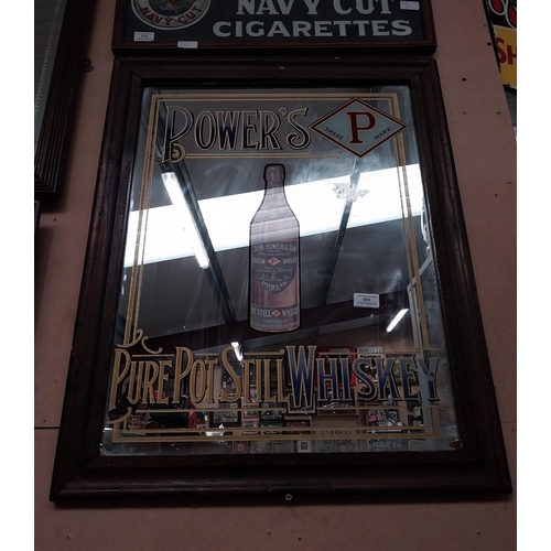 969 - Power's Pure Pot Still Whiskey framed advertising mirror. {76 cm H x 51 cm W}.